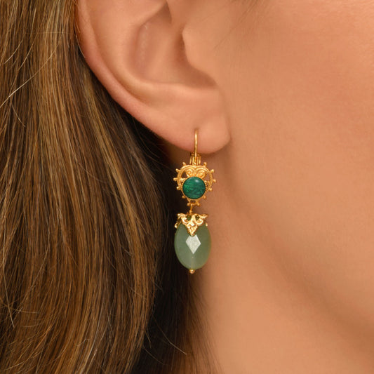 Positano aventurine and cabochon earrings