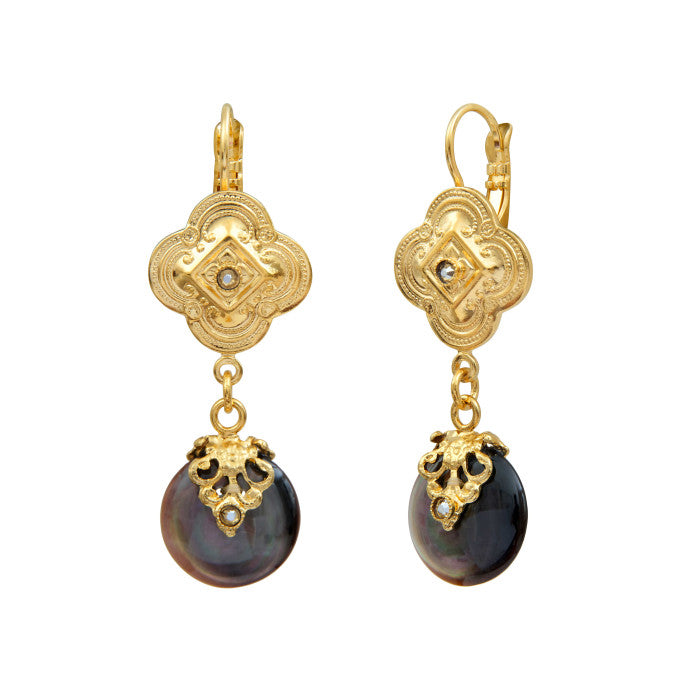 Positano tinted grey mother-of-pearl earrings