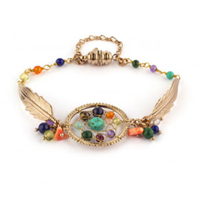 Small Bohemian Malachite & Turquoise Bracelet