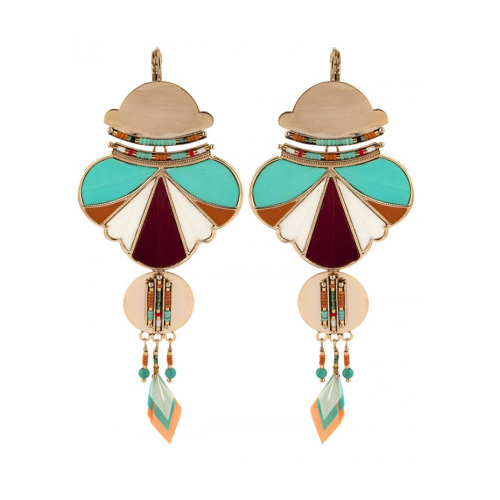 Ethnic Chic Feather & Bead Sleeper Earrings