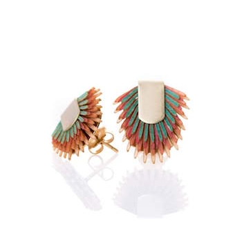 Earring studs of recycled leather - Multicolor