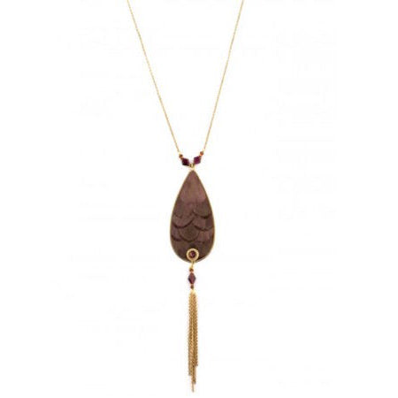Feather Jade & Swarovski Mid-length Necklace