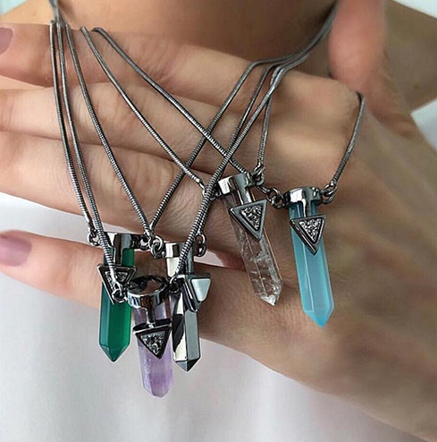 California Necklace Crystal & Metalic Drusa