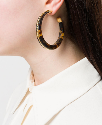 Caftan Torsade Hoop Earrings Acetate Gold