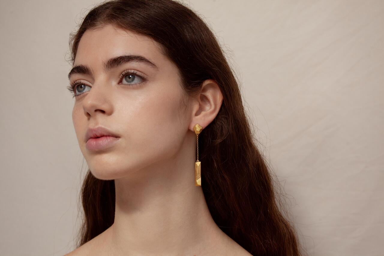 Earrings Facet Golden